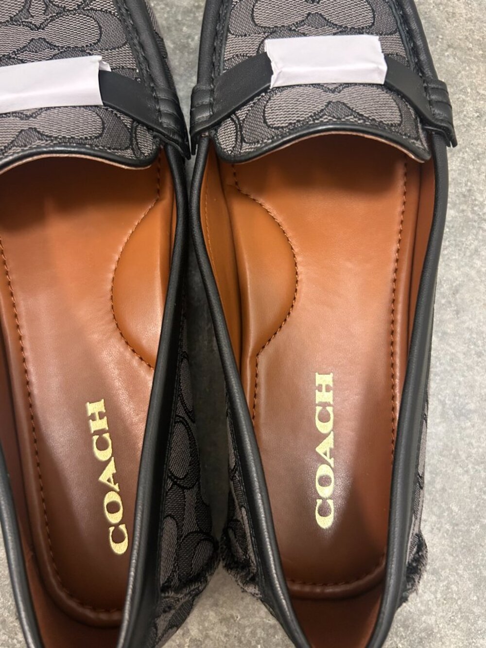 Coach Mona Driver Signature Jacquard Smoke Coal Black Loafers Flats Size 9B New - Picture 9 of 16